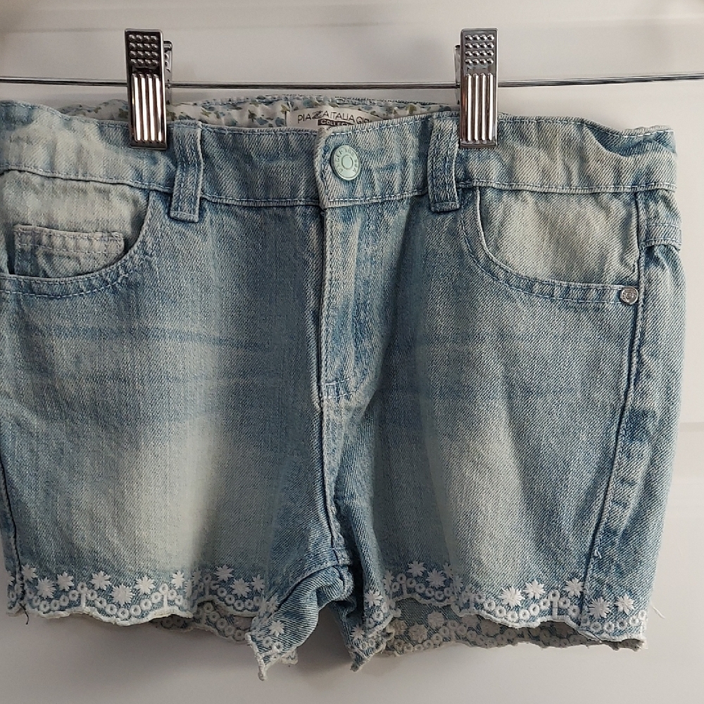 PIAZZA ITALIA Girls Blue Denim Jeans Shorts Size 7-8